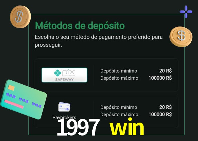 O cassino 1997 win oferece uma grande variedade de métodos de pagamento